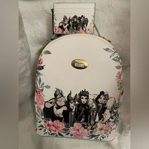 Villains floral loungefly bag maleficent Ursula cruella Disney witch card case